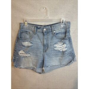 Aeropostale Womens Mom Jean Shorts Denim‎ Size 8 Cotton Distressed High Waisted